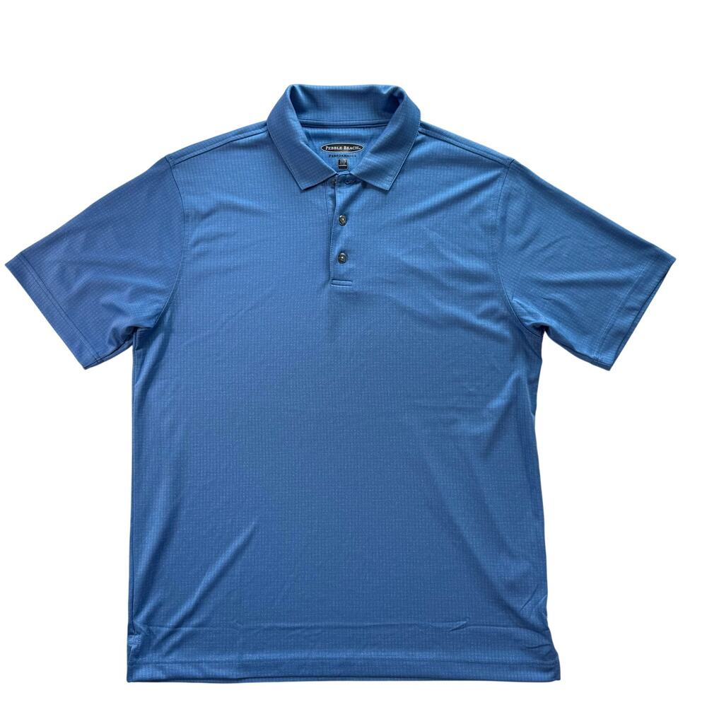 Pebble Beach Blue Golf Polo Men's Medium Performance Blend Lightweight